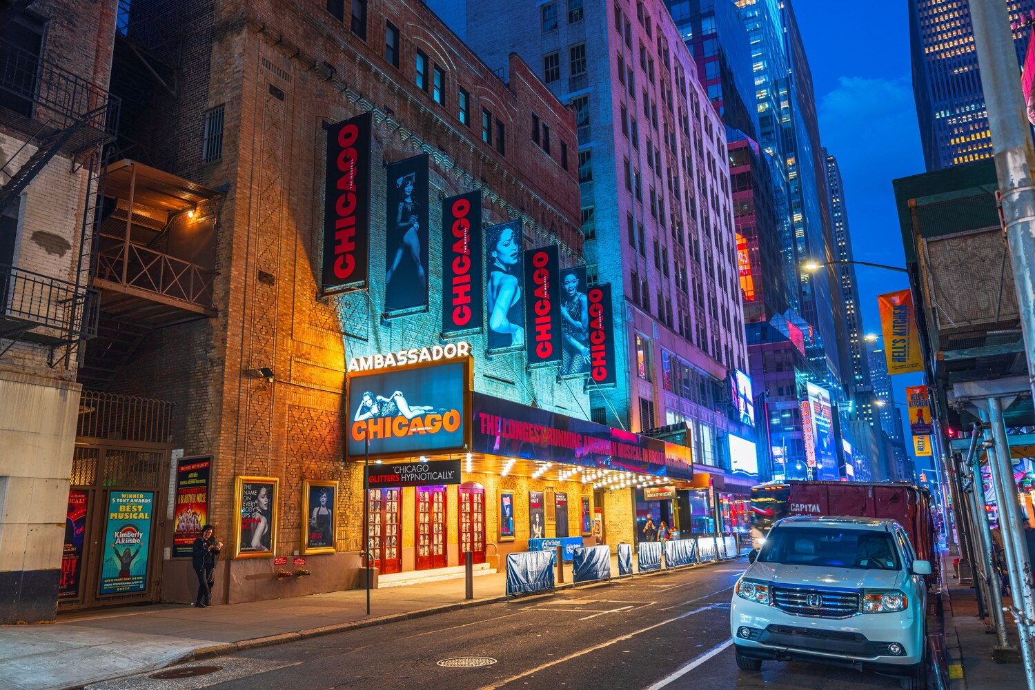 Ambassador Theatre Exterior Nighttime - Image by Mulevich